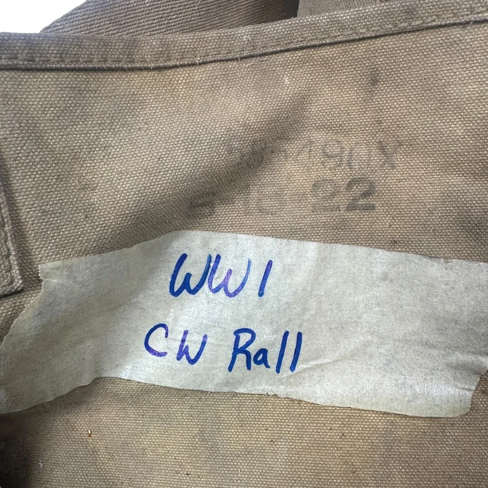 Original WW1 Doughboy M1917 Helmet with Satchel Stamped R/V 34 Red Paint  - Read